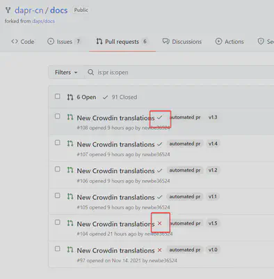 pull request status